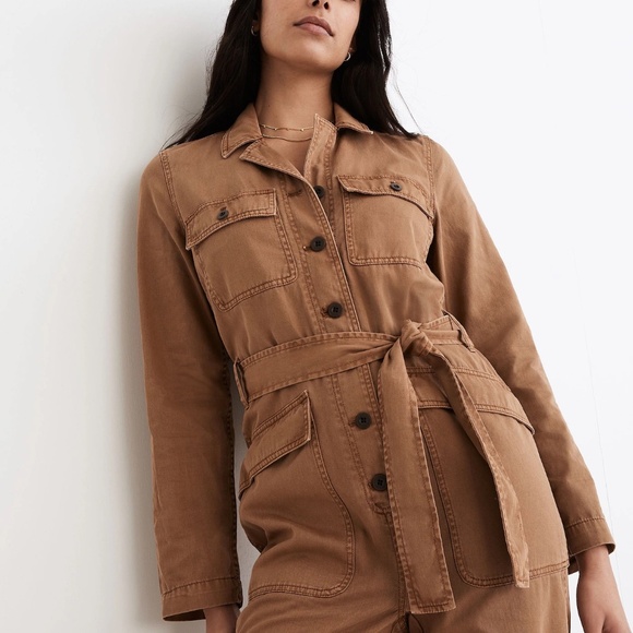 Madewell Long-Sleeve Tie-Waist Fatigue Jumpsuit - Picture 4 of 7